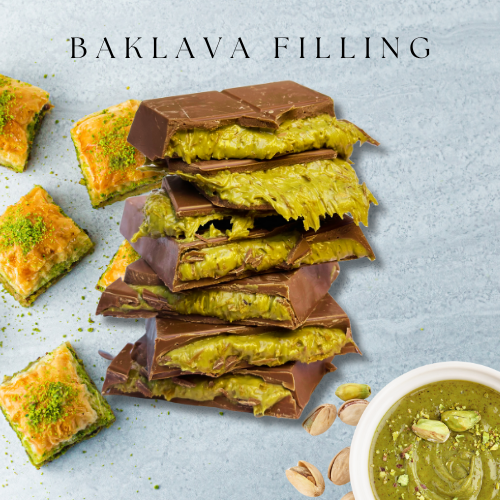 Baklava Filling Viral Dubai Chocolate , Pistachio Cream & Baklava Filled Premium Belgian Chocolate